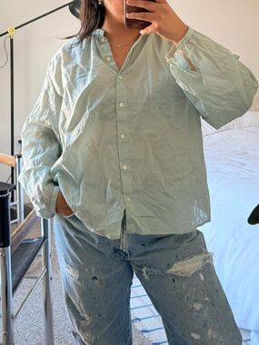 J Crew Light Mint Button-Up Shirt 100% cotton